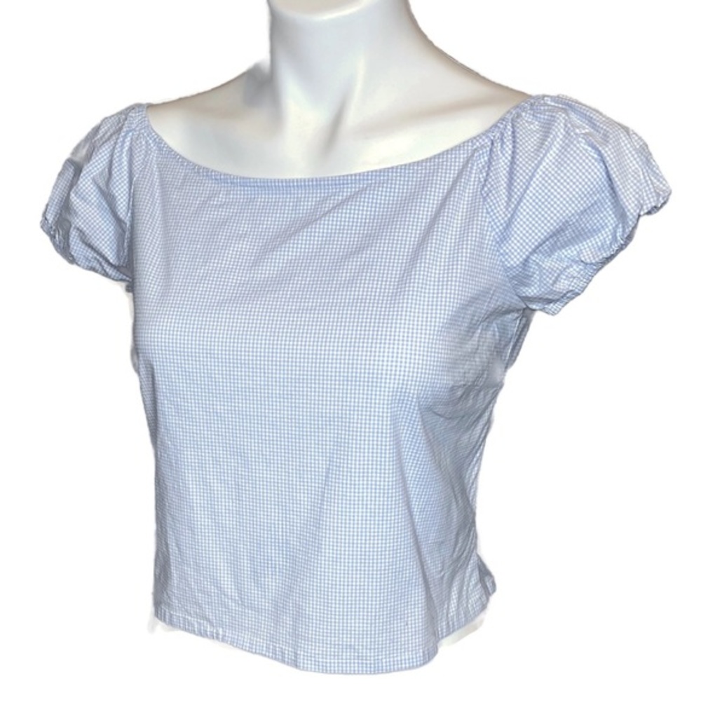 Ralph Lauren Gingham Print Crop shirt size Medium - Picture 4 of 7